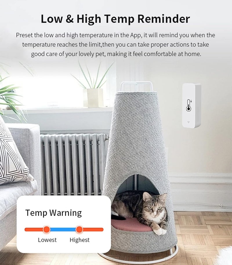 SENCKIT 4-Pack WiFi Temperature Humidity Sensor: Wireless Temperature Humidity Monitor with App Alert, Free Data Storage Export, Smart Indoor Thermometer Hygrometer Compatible with Alexa Google Assistant - Image 2